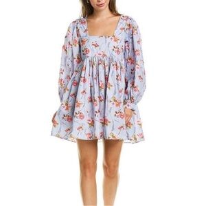 LoveShackFancy Eaton Dress in Lavender Moon Long Sleeve Floral Mini Revolve 8
